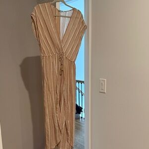 Striped Tan Maxi Dress